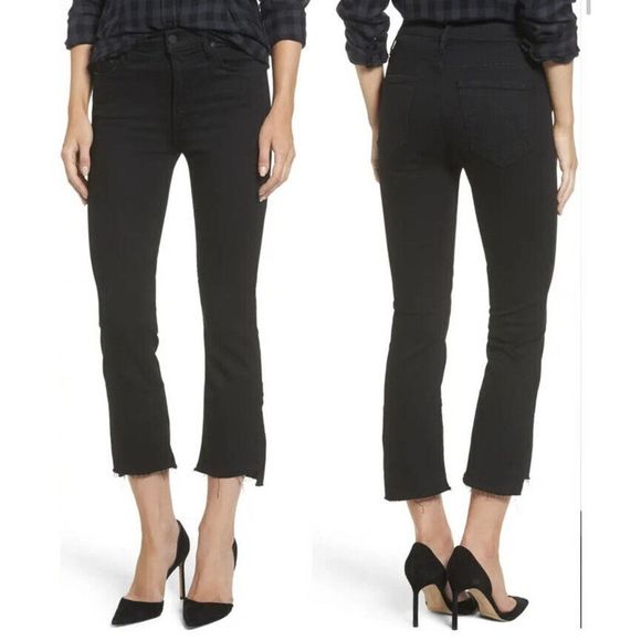 Mother Denim The Insider Crop Two Step Fray Not Guilty Black Jeans Women’s Sz 26 - Picture 1 of 12